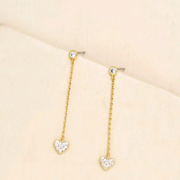 ettika Jewelry - NWT ETTIKA Heart 18k Gold Plated Drop Studs